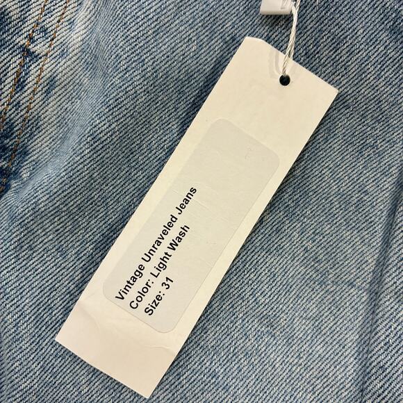 EB Denim Jeans Blue Unraveled Straight Leg Light Wash Destressed Women's Size 31 - Picture 2 of 14